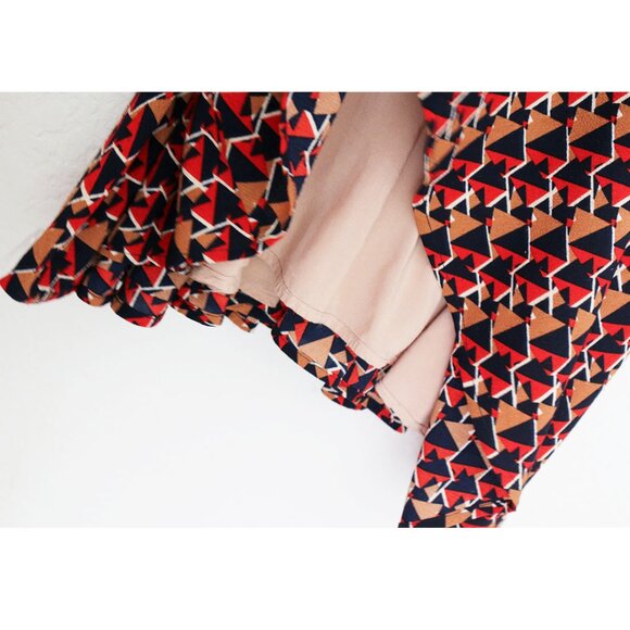 Miss Me Retro Geometric Print Fit Flared Skater Dress S V Neck Pinup Y2K Vintage - Picture 10 of 16